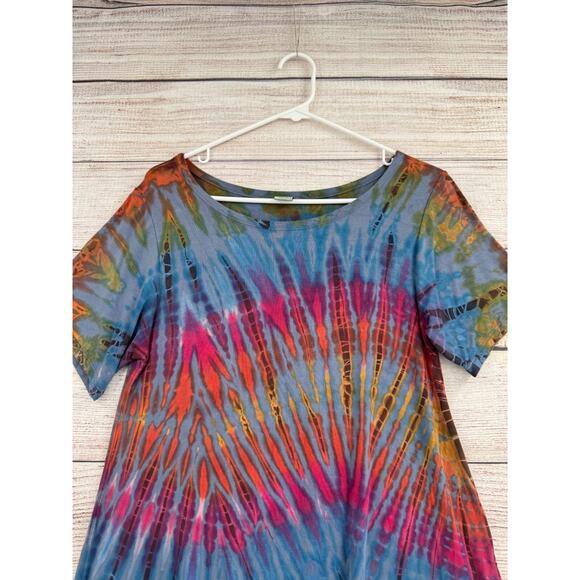 Kathmandu Imports Tie Dye T-Shirt Dress Women's Size Small Blue and Multicolor - Picture 3 of 11
